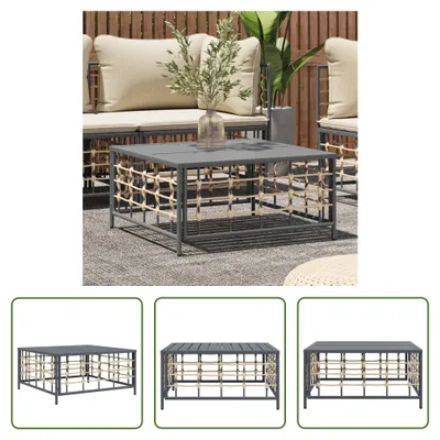 Immagine prodotto di The Living Store tavolo da giardino antracite 70x70x34 cm in poly rattan