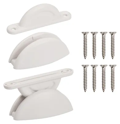 Produktbild von 2-teiliger Türstopper für Wohnmobile und Wohnwagen, Türhalter aus Kunststoff, Türstopper mit Schrauben, Nylon für Wohnwagen, Boote, Campingzubehör (weiß)