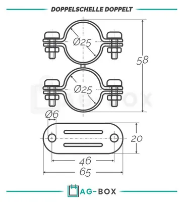 Produktbild von AG-BOX Doppelschelle Doppelt 25mm, 20 Stück