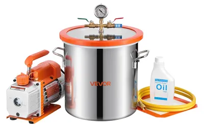 Obrázek produktu pro Vakuová pumpa VEVOR s vakuovou komorou 11,4 l, 3,5 CFM 99 l/min, 1stupňová vakuová pumpa 180 W, sada vakuové pumpy, 1,5 m hadice, pro stabilizaci dřeva a odplyňování silikonové pryskyřice