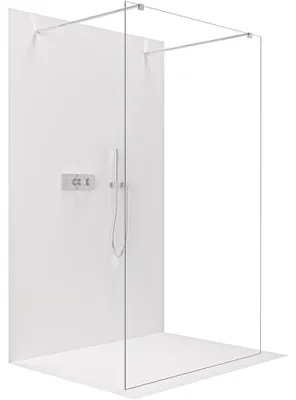 Image de Paroi de douche walk-in Onyx Duo, gauche/droite, épaisseur 10 mm, profilé carré, finition chrome, verre transparent, dimensions 120x200 cm