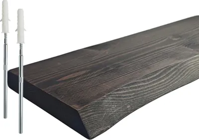 Produktbild von Regal aus Massivholz mit Baumkante - Rustikales, schwebendes Design