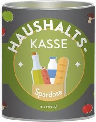 Produktbild von Charmante Metall-Spardose für Haushaltskasse mit literarischen Zitaten