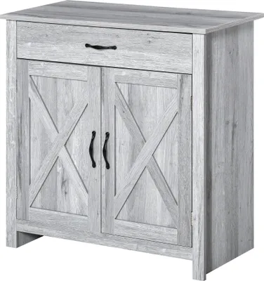 Produktbild von HOMCOM Buffet-Küchen-Sideboard für Wohnzimmer mit 1 Schublade, 2 Türen und verstellbarem Innenregal, dekoratives Hilfsmöbel für Esszimmer, 80 x 39,7 x 80 cm, Grau