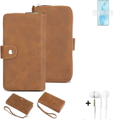 Produktbild von K-S-Trade Handy Schutz Hülle kompatibel mit Xiaomi 12S Ultra + Kopfhörer Portemonnee Tasche Wallet-Case Bookstyle-Etui braun (1x)