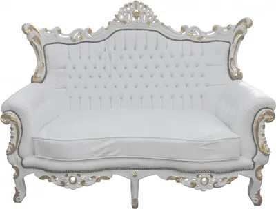 Produktbild von Casa Padrino Barock 2-er Sofa Master Weiss/Gold - Breite 182 cm -  Wohnzimmer Couch im Antik Stil