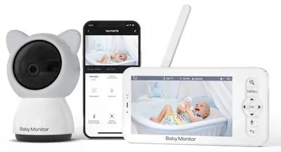 Image de Babyphone - Babyphone avec caméra - Caméra de surveillance pour bébé - Babyphone - Caméra intérieure - Vision nocturne - Écran LCD de 5 pouces