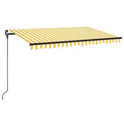 Obrázek produktu pro Ručně zatahovací markýza s LED světlem 450 x 300 cm žlutobílá