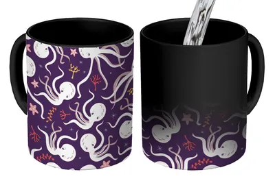 Obrázok produktu pre KitchenYeah® Magický hrnček Magický hrnček Magická chobotnica - dieťa - dizajn 350 ml hrnček na zmenu farby nápad na darček - magický hrnček - fotohrnček - keramické hrnčeky - obrázky - hrnček na kávu - hrnček na nápoje -