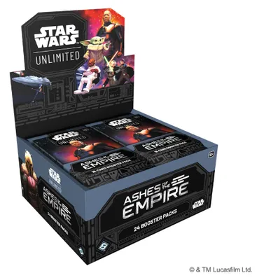 Produktbild von Star Wars: Unlimited Ashes of the Empire Booster Display Englisch – 24 Booster Packs + Heartforcards Versandschutz