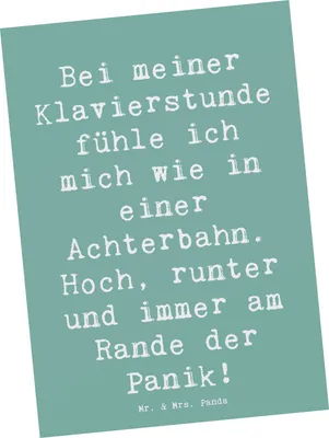 Produktbild von Mr. & Mrs. Panda Postkarte Spruch Klavier Achterbahn - Meeresbrise - Geschenk, Musik, Instrument, Musiker, Elfenbeintasten, Musikunterricht, Konzert, Klavierspielen