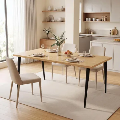 Produktbild von Rechteckiger Esstisch für 4-6 Personen, modernes Design