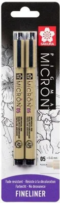 Obrázek produktu pro Sakura | Pigma Micron 05 černá 0,45 mm 2ks