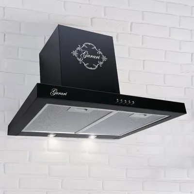 Produktbild von GURARI Wandhaube GCH F 461 BL 6 inkl. Umluftset, Abzugshaube, Dunstabzugshaube 60 cm in Schwarz, 1000m³/h inkl. Umluftset