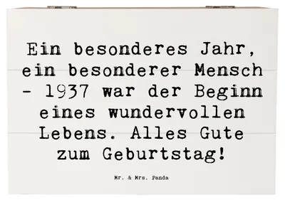 Produktbild von Mr. & Mrs. Panda Kiste Spruch 1937 Geburtstag 22 x 15 cm - Weiß - Geschenk, geschenkkiste, Erinnerung, Holz Aufbewahrungsbox, alles Gute zum, Geburtsjahr, schatztruhe