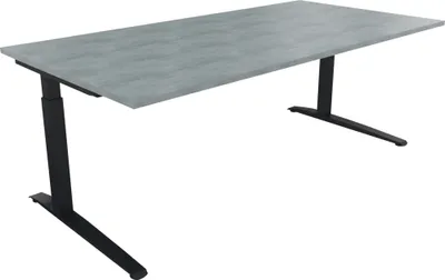Produktbild von Schreibtisch Kufe Einzels. Quadrat B2000xT1000xH650-850 an/Beton hell