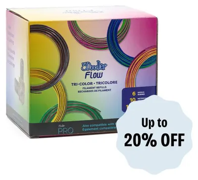 Productafbeelding van 3Doodler Filament FLOW 20 PLA, navulverpakking met 20 kleuren, 20 stuks