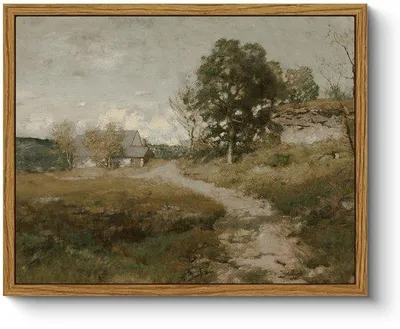 Productafbeelding van Ibenzoa® Vintage canvasprint in lijst – Landschapsschilderij op canvas met een PS-lijst, klaar om op te hangen, 20,5 x 25,5 cm