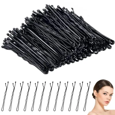 Produktbild von 96x Haarnadeln Schwarz - 5 cm - Wellen-Haarnadeln - Schiebehaarnadeln - Haaraccessoires für Damen und Mädchen - Für Frisuren und Hochsteckfrisuren