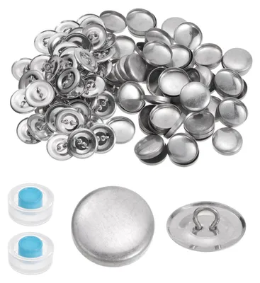 100 selbstklebende Aluminiumknöpfe 19 mm mit Gewinderücken
