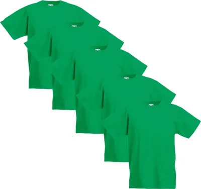 Produktbild von Fruit of the Loom Kinder-T-Shirt Original 5 Stk. Grün Größe 152