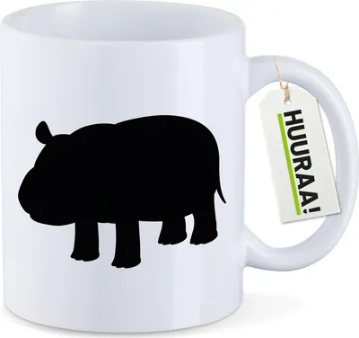 Produktbild von Huuraa Kaffeetasse Nilpferd Silhouette 330ml Weiß Keramik Kaffeebecher Geschenkidee