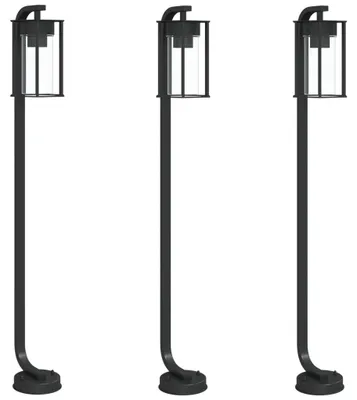 Image de vidaXL Lampes d'allée 3 pcs. noir 100 cm acier inoxydable