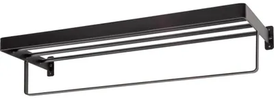 Produktbild von WOOOD Hanna Handtuchalter Schwarz - Metall Handtuchstange Wandmontage - Badetuchhalter 12x60x22 cm
