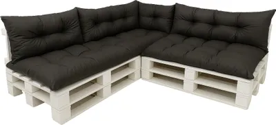 Obrázek produktu pro Sada polštářů z palet černá 7ks | sedák 120x50 + opěradlo 120x40 | polštáře z palet | sada zahradních polštářů