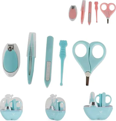 Produktbild von Cangaroo Baby Maniküre-Set Apfel Nagelschere, Nagelknipser, Nagelfeile Pinzetten blau