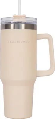 Produktbild von Thermobecher mit Strohhalm Edelstahl 1,18 Liter Beige