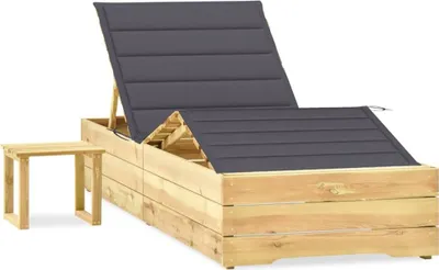 Obrázok produktu pre Záhradné ležadlo so stolom a vankúšom impregnovaná borovica