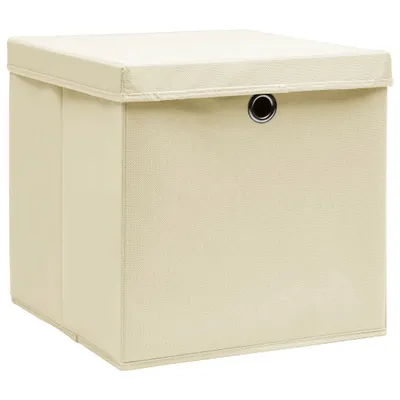 Immagine prodotto di vidaXL Scatole con coperchio 4 pezzi 28x28x28 cm Crema