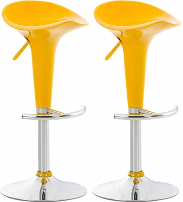 Produktbild von CLP 2er Set Barhocker Saddle mit drehbarem Kunsttoffsitz und Fußablage gelb