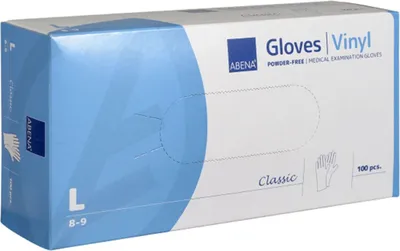 Image de ABENA® Classic Vinyl Gants à usage unique, transparent, boîte = 100 pièces, taille L, Gants d'examen PUDERFREICHE