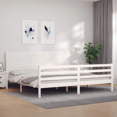 Produktbild von Maison Exclusive - Massivholzbett mit Kopfteil Weiß 200x200 cm