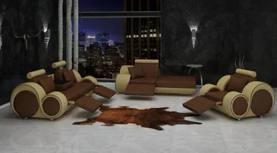 Produktbild von Sofa Garnitur Leder & + USB,Sofagarnitur 3+Chaise+1 Wohnlandschaft