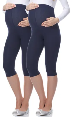 Produktbild von Be Mammy 3/4 Umstandsleggings aus Viskose BE-03 2er Pack (Dunkelblau/Dunkelblau, M)