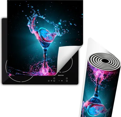 Produktbild von Herdabdeckplatte 60x52 cm Glaskeramikkochfeld Abdeckung Anti Rutsch Matte Aufrollbar, Wasser Glas