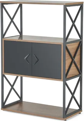 Zdjęcie produktu dla Brązowo-czarna szafka na dokumenty, designerskie półki do gabinetu, kredens