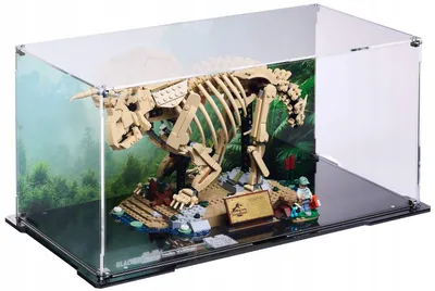 Produktbild von Blacked Brick Vitrine mit bedruckter Rückwand für LEGO® 77985 Jurassic World – Triceratops