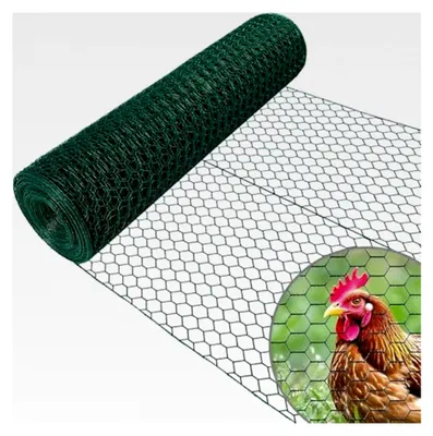 Produktbild von Amagabeli Maschendrahtzaun Sechseckgeflecht (25 mm) Maschenweite, 100 cm Höhe, 25 m Länge, PVC-beschichtet Grün – Kaninchendraht, Hasendraht, Hühnerdraht, Zaunrolle, Gartenzaun