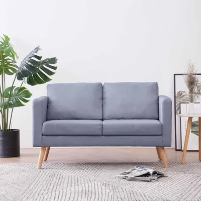 Produktbild von vidaXL Sofa 2-Sitzer Stoff Hellgrau