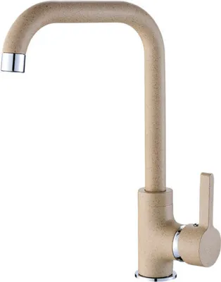 A kitchen faucet on a white background.