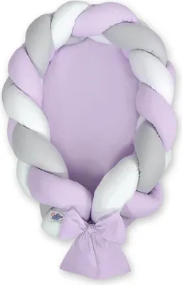 Immagine prodotto di Nido per bambini in vimini, trasformabile in nido, sicuro e lavabile, bianco-viola-grigio