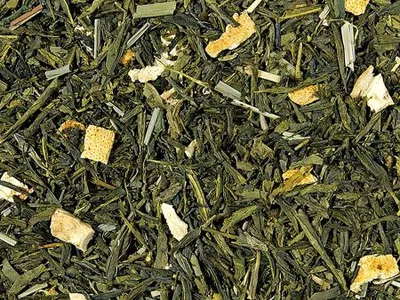 Produktbild von 1 kg Grünteemischung Sencha Lemon Zitronen-Note aromatisiert