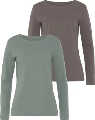 Produktbild von VIVANCE Langarmshirt aus reiner Baumwolle mint, taupe Größe 40/42