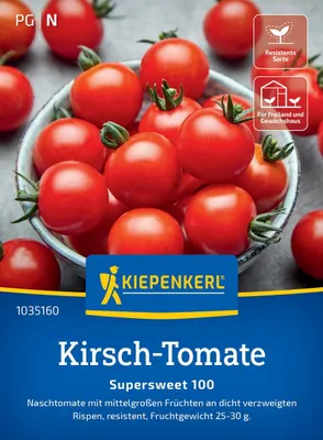 Produktbild von Kiepenkerl Kirsch-Tomatensamen Supersweet 100 F1 Solanum lycopersicum 9 Pflanzen