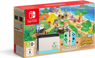 Produktbild von Nintendo Switch Konsole im Animal Crossing New Horizons Design inklusive Animal Crossing New Horizons