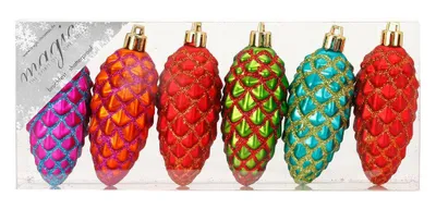 Produktbild von Christbaumschmuck Kunststoff Zapfen 9cm 6er Set - Mille Fiori